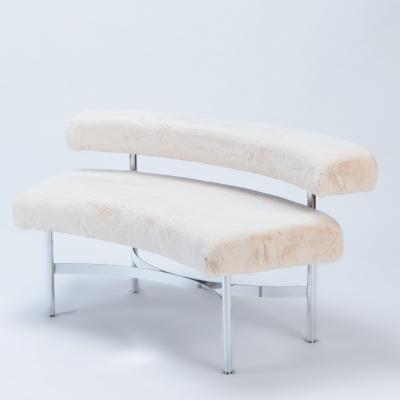 A pair of Modern curved shaped chrome benches or small sofas circa 1970 