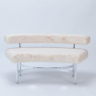 A pair of Modern curved shaped chrome benches or small sofas circa 1970 