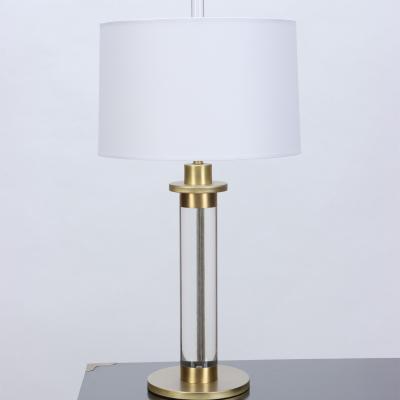 A pair of Modern lucite and brass Column Table Lamps circa 1950 