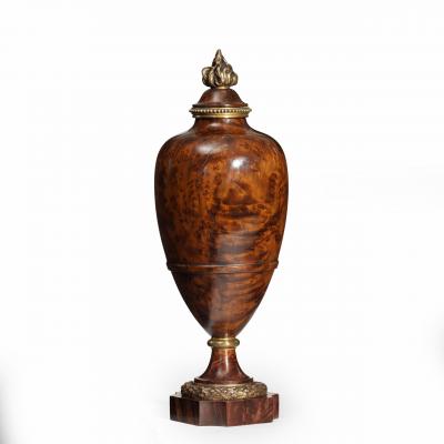 A pair of Napoleon III Moroccan burr thoya wood urns