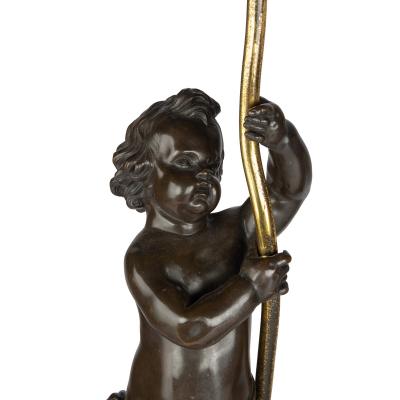 A pair of Napoleon III bronze and ormolu table lamps