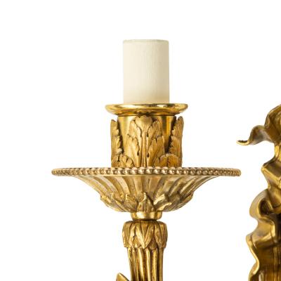 A pair of Napoleon III two branch ormolu wall lights
