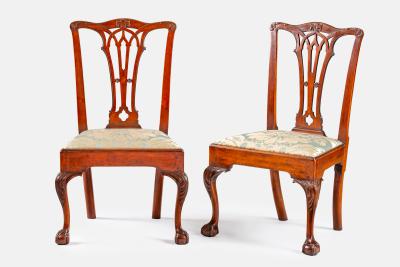 A pair of Philadelphia Chippendale side chairs with gothic splats