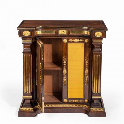 A pair of Regency brass inlaid rosewood side cabinets