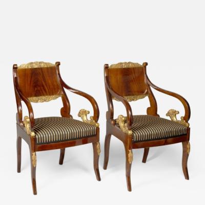 A pair of Russian Imperial armchairs