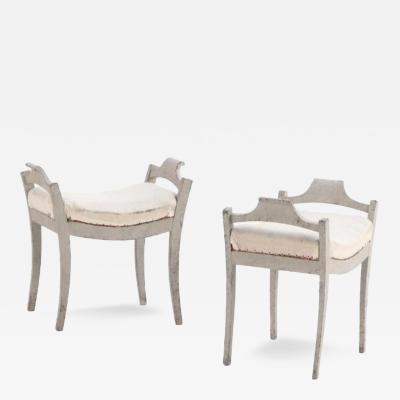 A pair of Swedish painted wood stools C 1880 