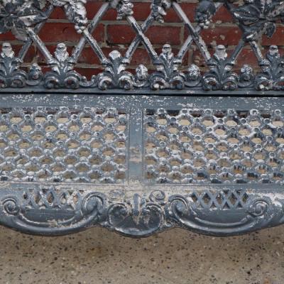 A pair of aluminum sleigh form garden benches circa 1950