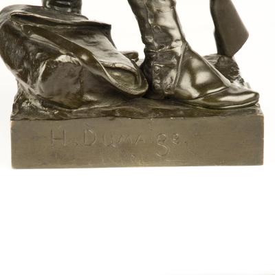 A pair of bronze figures entitled Avant le combat and Apr s le combat 