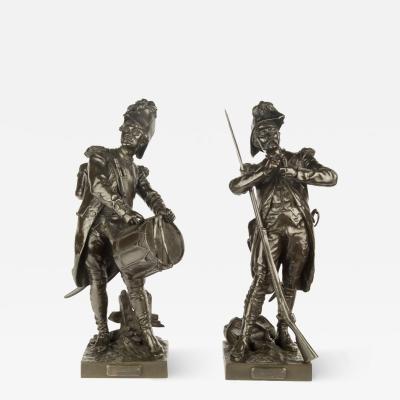 A pair of bronze figures entitled Avant le combat and Apr s le combat 