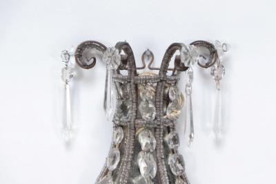 A pair of crystal wall sconces in the manner of Jansen circa 1940