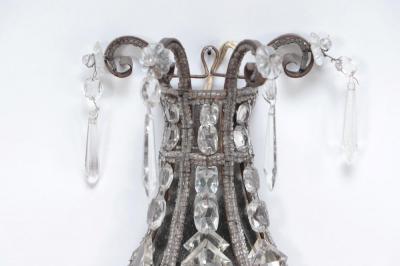 A pair of crystal wall sconces in the manner of Jansen circa 1940