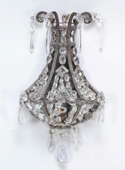 A pair of crystal wall sconces in the manner of Jansen circa 1940