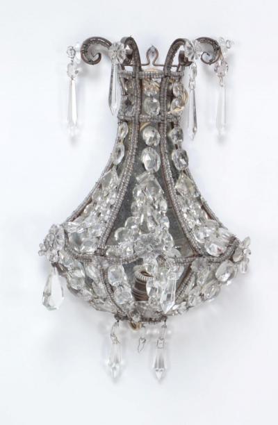 A pair of crystal wall sconces in the manner of Jansen circa 1940