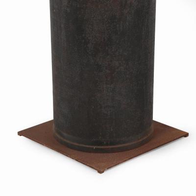 A pair of dimpled iron industrial tubes fitted as lamps