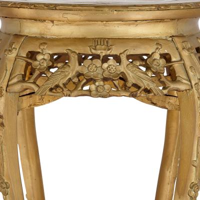 A pair of giltwood and marble inlay stands