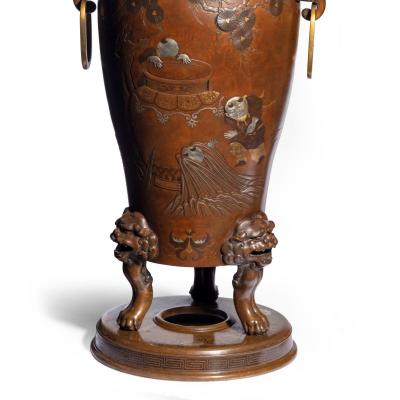 A pair of large Meiji period bronze vases