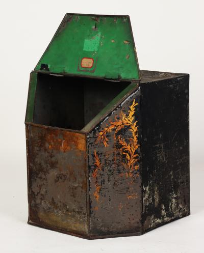 A pair of large floor sized Victorian period tin tea caddies 19th C 