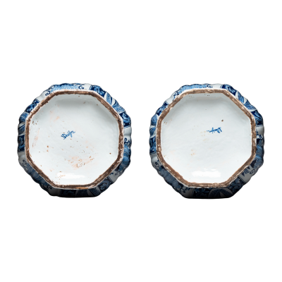 A pair of monumental blue and white Delftware vases 