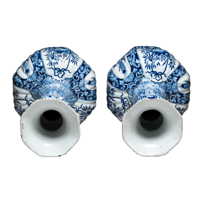 A pair of monumental blue and white Delftware vases 