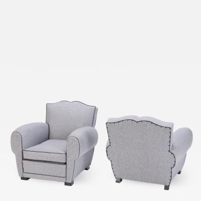 A pair of newly restored and upholstered French Art Deco club chairs C 1940 
