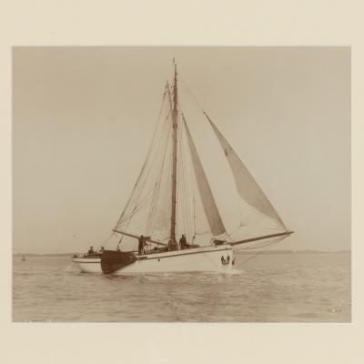 A pair of original prints of the Dutch sailing yacht Verona Signed Kirk Cowes