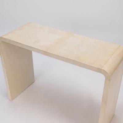 A pair of parchment covered console tables Contemporary 
