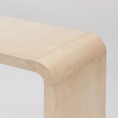 A pair of parchment covered console tables Contemporary 