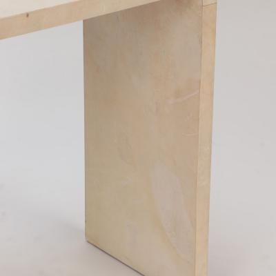 A pair of parchment covered console tables Contemporary 