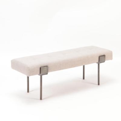 A pair of upholstered iron benches Contemporary 