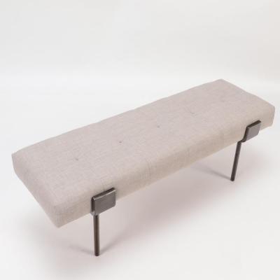A pair of upholstered iron benches Contemporary 