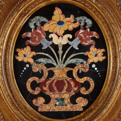 A pair of very fine large Italian Pietra Dura marquetry panels