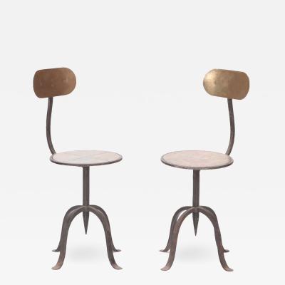 A pair of vintage mixed metal side chairs circa 1970 