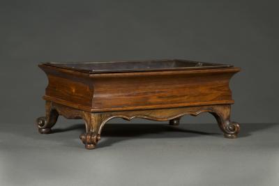 A pair rosewood tabletop jardinieres of highly unusual suiban form