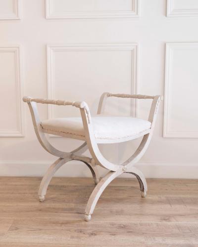 A period Gustavian stool with handles scraped to original paint
