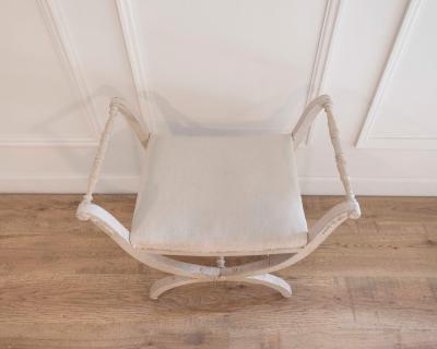 A period Gustavian stool with handles scraped to original paint