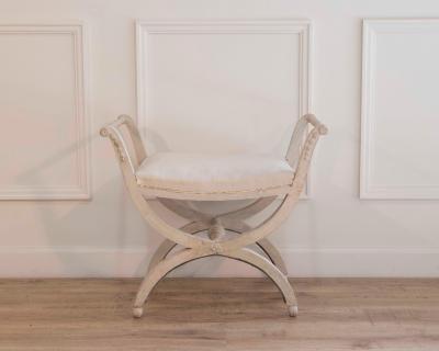 A period Gustavian stool with handles scraped to original paint
