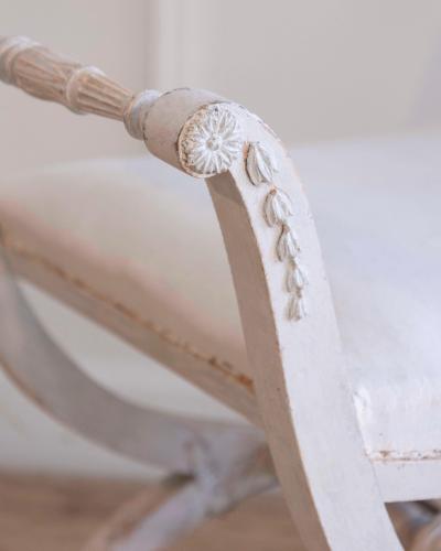 A period Gustavian stool with handles scraped to original paint