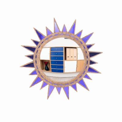 A purple glass convex mirror in the manner of Line Vautrin Contemporary 