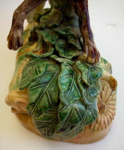 A rare English Yellow Ware figure of a hunting dog and hare