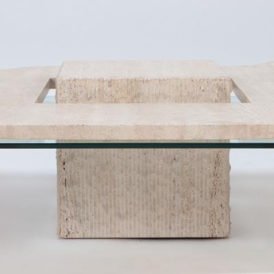 A rare Mid Century Modern Italian travertine coffee table circa 1970 