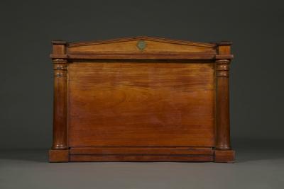 A rare mahogany and engraved brass inlaid collectors cabinet
