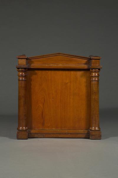 A rare mahogany and engraved brass inlaid collectors cabinet