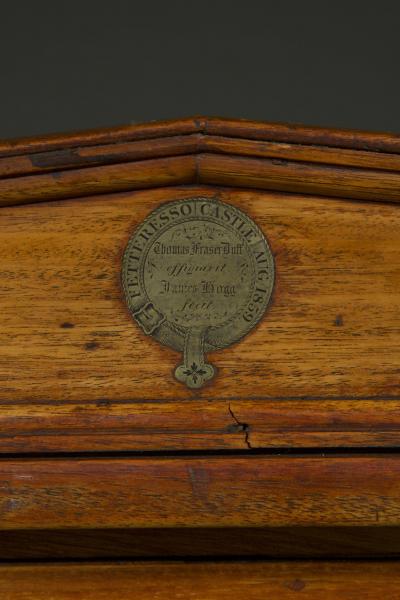 A rare mahogany and engraved brass inlaid collectors cabinet