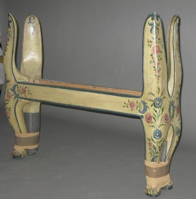 A rare painted eighteenth century Genoese Single bed with Floral Decoration