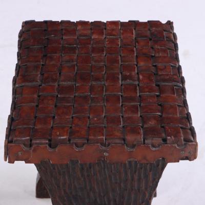 A rustic gouge carved bench C 1940 