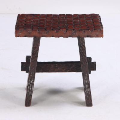 A rustic gouge carved bench C 1940 
