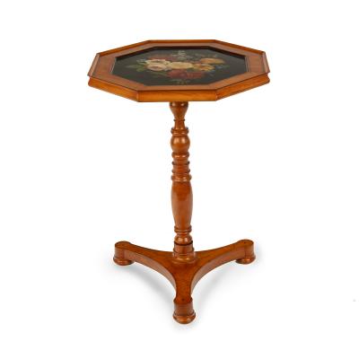 A satinwood hexagonal tilt top table