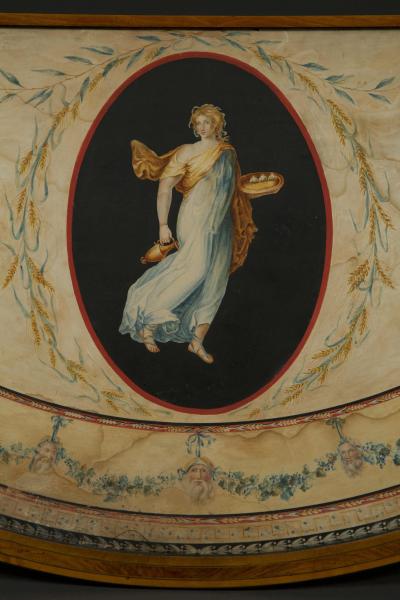 A satinwood tulipwood boxwood and ebony inlaid Demi Elliptical side table