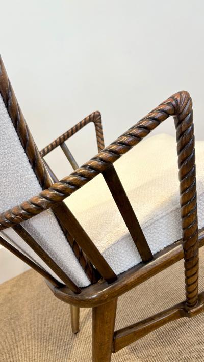 A sculptural pair of Italian wingback lounge chairs circa 1950s 