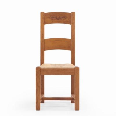 A set of 14 French oak ladderback dining chairs C 1960 